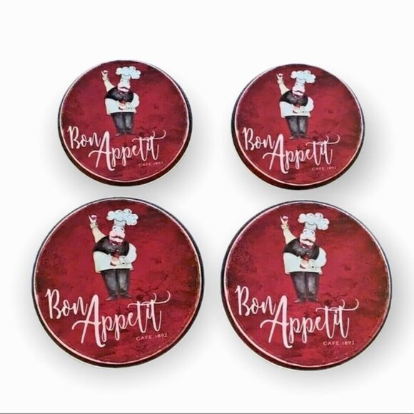Range Kleen Stovetop Covers Set of 4 Metal Round Covers Bon Appetite Cafe 1892 - Picture 5 of 9